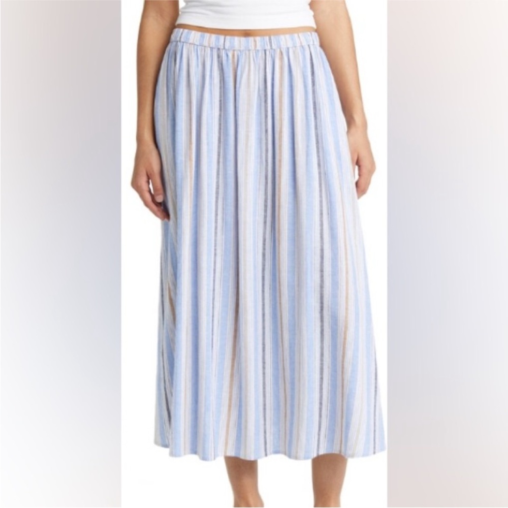 Caslon Striped Linen Blend Skirt